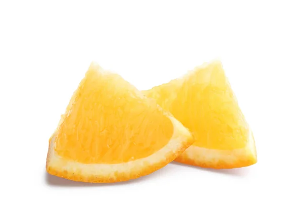 Pieces Fresh Juicy Orange Isolated White Background — Stock Photo, Image