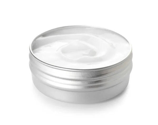 Vaso Con Crema Cosmetica Naturale Isolato Sfondo Bianco — Foto Stock