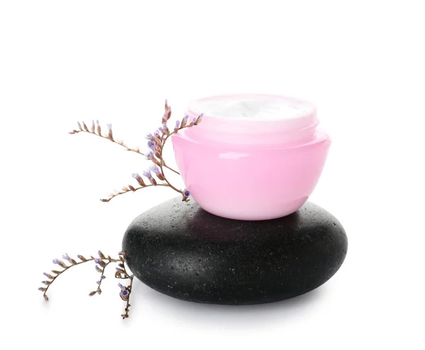 Jar Natural Cosmetic Cream Stone Isolated White Background — Stock Photo, Image