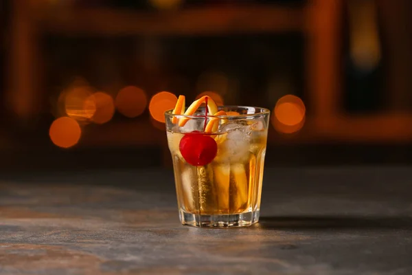 Glas Lekkere Old Fashioned Cocktail Tafel Bar — Stockfoto