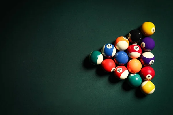 Different Billiard Balls Table — Stock Photo, Image