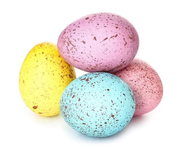 Huevos Pascua Coloridos Aislados Sobre Fondo Blanco —  Fotos de Stock