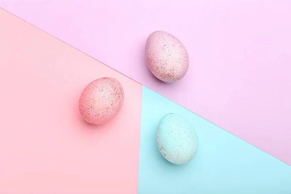 Tre Uova Pasqua Sfondo Colori — Foto Stock