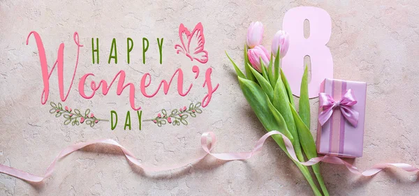 Piękna Kartka Życzeniami Obchody Międzynarodowego Dnia Kobiet — Zdjęcie stockowe