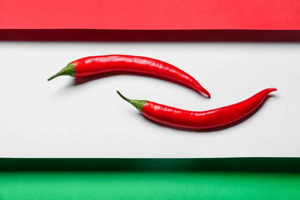 Hot Chili Paprika Mexikanska Flagga Bakgrund — Stockfoto
