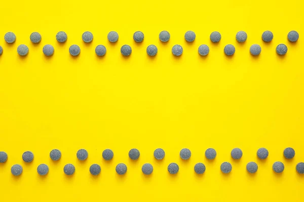 Many Pills Yellow Background — Stock Photo, Image