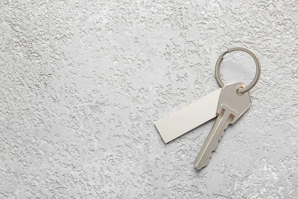 Key Metallic Keychain Light Background — Stock Photo, Image