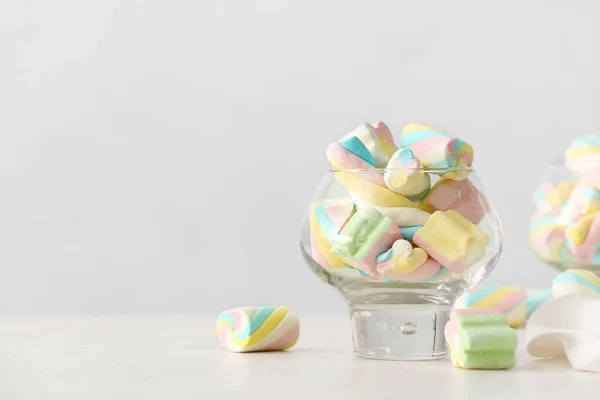 Glass Yummy Marshmallows White Background — Stock Photo, Image