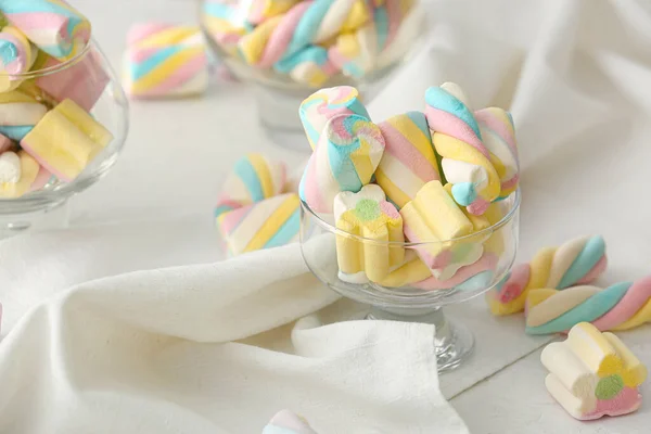 Glass Sweet Marshmallows Table — Stock Photo, Image