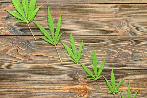 Cannabis Leaves Wooden Background — Stock Photo, Image