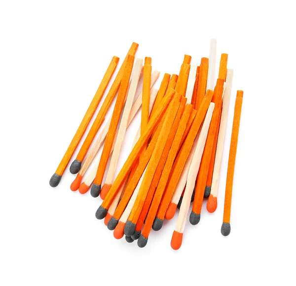Different New Matchsticks White Background — Stock Photo, Image