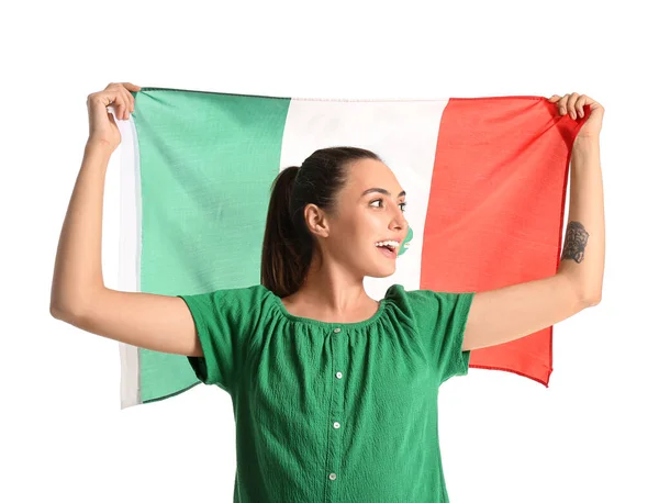 Гарна Жінка Мексиканським Прапором Білому Тлі — стокове фото