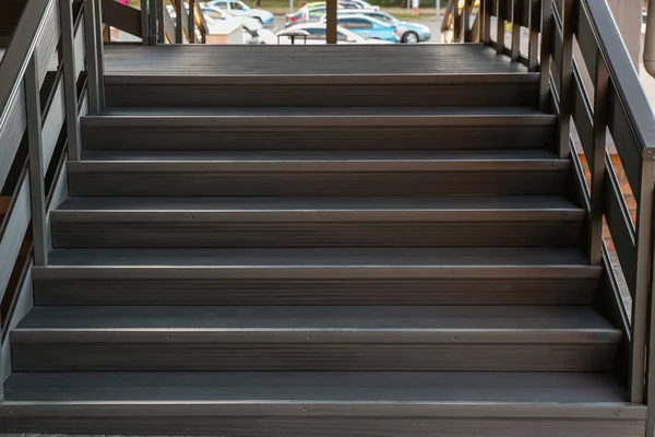 Vista Escaleras Metálicas Modernas Con Barandilla Aire Libre — Foto de Stock