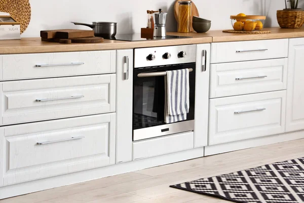 Modern Counters Drawers Kitchen Interior — Stock Photo, Image