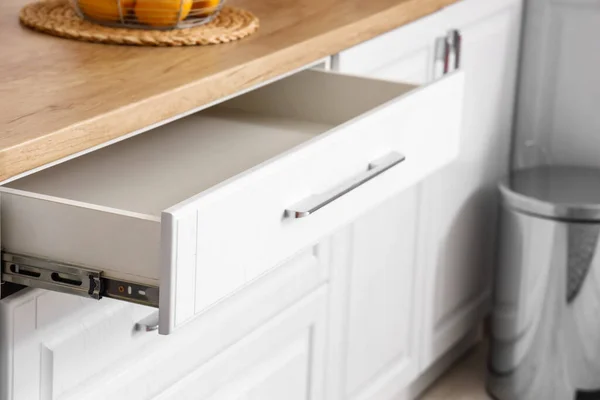 Opened Empty Drawer Kitchen Closeup — Stock Photo, Image