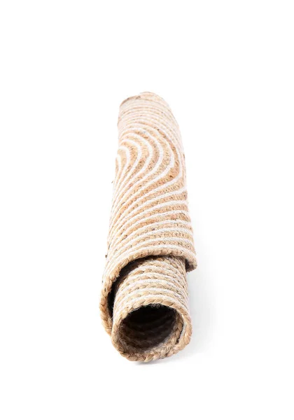 Rolled Wicker Carpet Isolated White Background — Stock Photo, Image