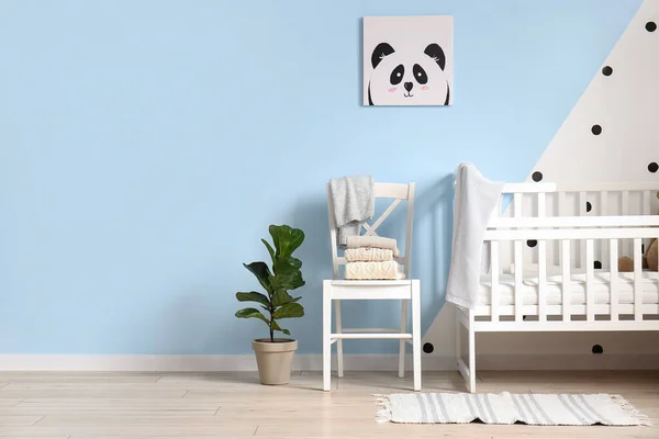 Children Sweaters White Chair Crib Room Interior — Stock Photo, Image