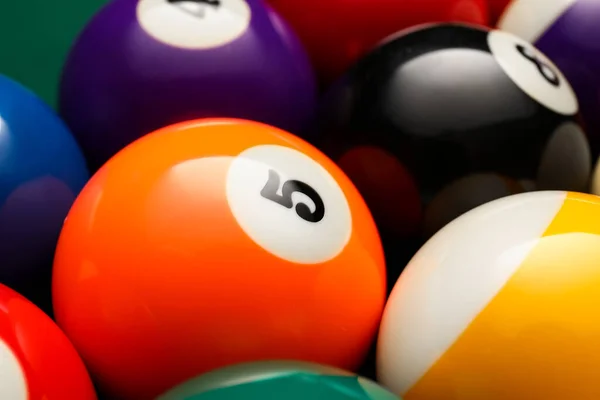 Different Billiard Balls Closeup View — Stock Photo, Image