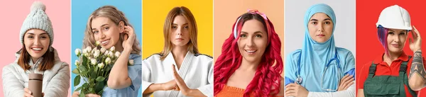 Groep Vrouwen Kleur Achtergrond Internationale Vrouwendag Viering — Stockfoto
