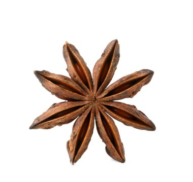 Beyaz arkaplanda izole edilmiş Aromatik anason yıldızı
