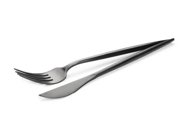 Stainless Steel Fork Knife White Background — Stock Photo, Image