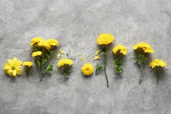 Yellow Chrysanthemum Flowers Grunge Background — Stock Photo, Image