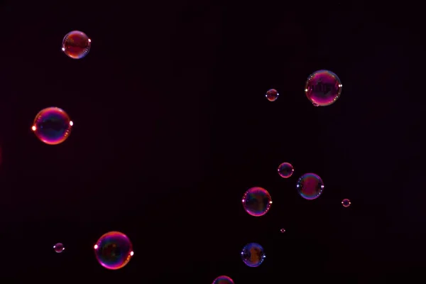 Colorful Soap Bubbles Dark Background — Stock Photo, Image