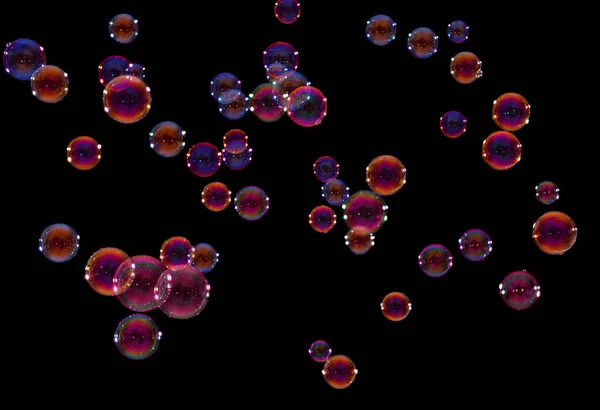 Много Радужных Пузырей Тёмном Фоне — стоковое фото