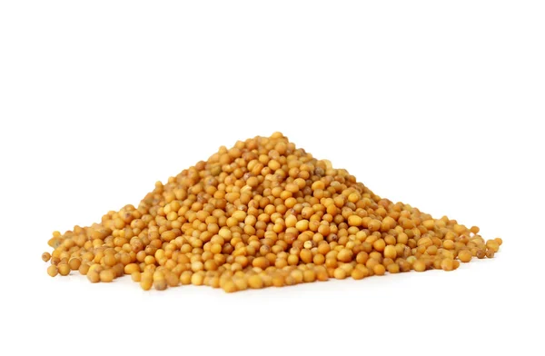 Heap Mustard Seeds White Background — Stock Photo, Image