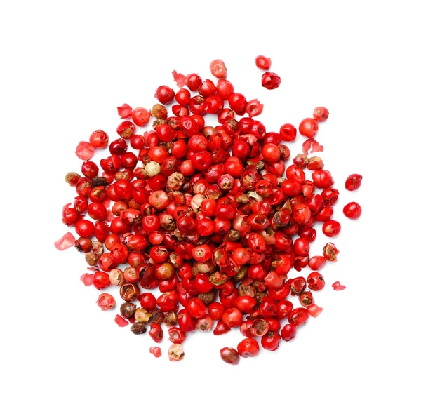 Heap Red Peppercorns White Background — Stock Photo, Image