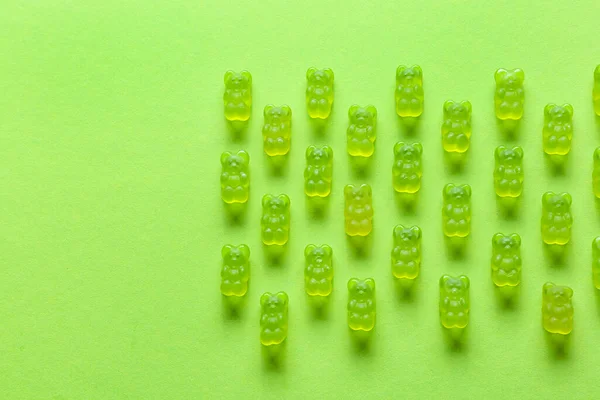 Sweet Jelly Bears Green Background — Stock Photo, Image