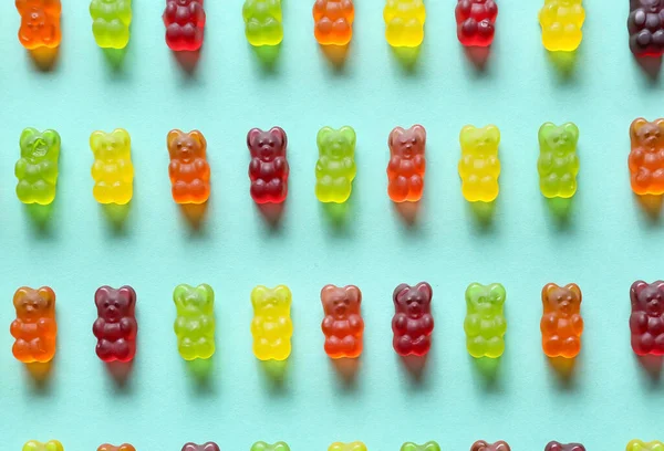 Sweet Jelly Bears Turquoise Background — Stock Photo, Image
