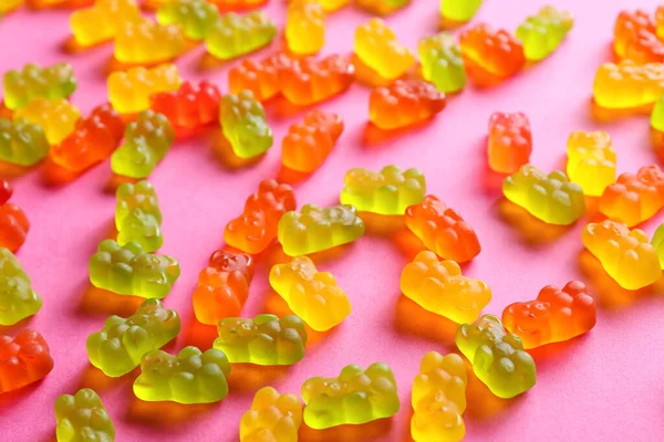 Sweet Jelly Bears Pink Background Closeup — Stock Photo, Image
