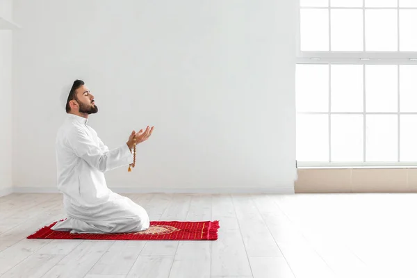 Praying Young Muslim Man Home — Stock Photo, Image