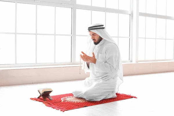 Praying Young Muslim Man Home — Stock Photo, Image