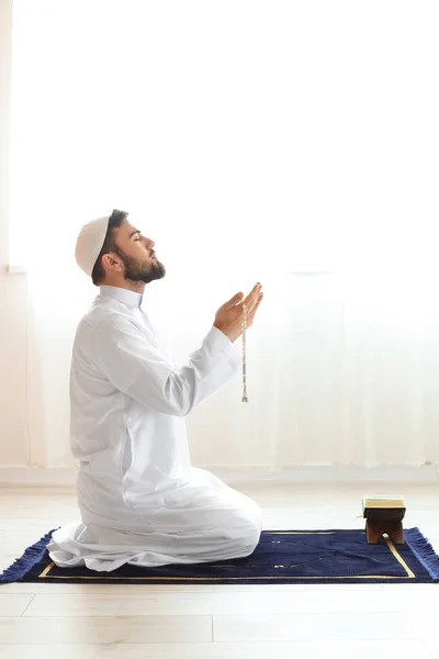 Praying Young Muslim Man Home — Stock Photo, Image