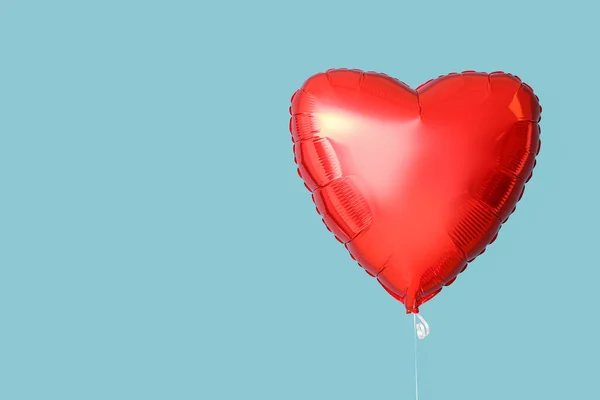 Beautiful Heart Shaped Balloon Valentine Day Celebration Blue Background — Stock Photo, Image