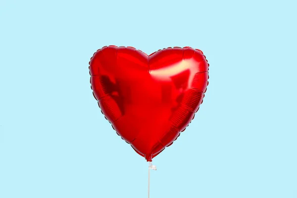 Beautiful Heart Shaped Balloon Valentine Day Celebration Blue Background — Stock Photo, Image