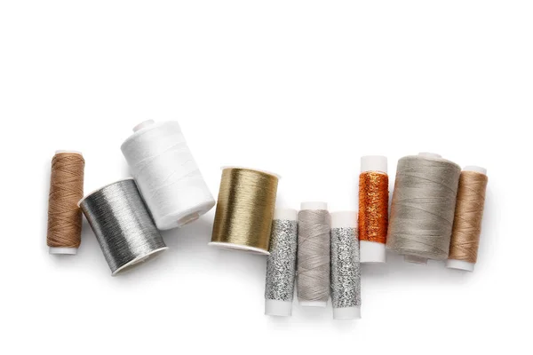 Different Thread Spools White Background — Stock Photo, Image