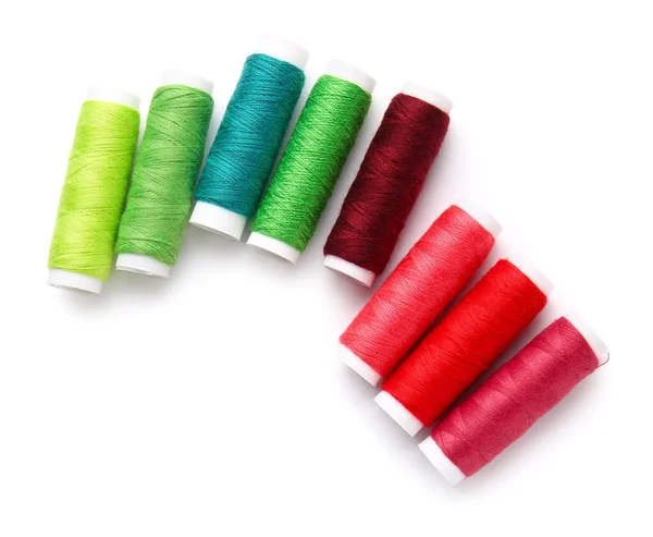 Different Thread Spools White Background — Stock Photo, Image