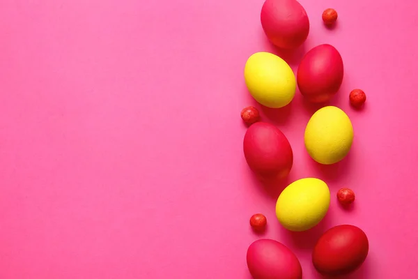 Red Yellow Easter Eggs Color Background — Stock Photo, Image
