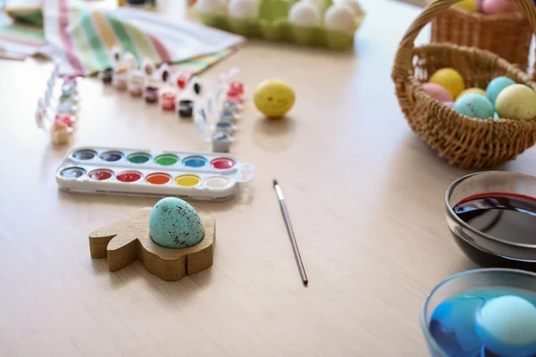 Painting Eggs Easter Celebration Home — Stock Photo, Image