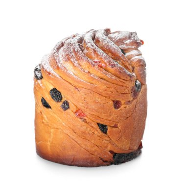 Beyaz arka planda lezzetli Paskalya pastası