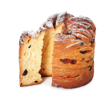 Beyaz arka planda lezzetli Paskalya pastası