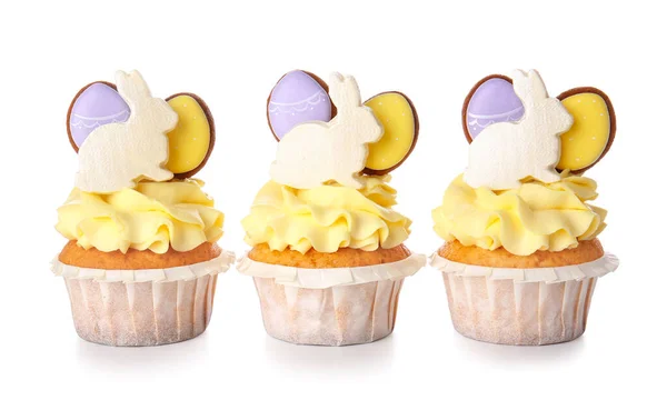 Yummy Easter Cupcakes White Background — Stock Photo, Image