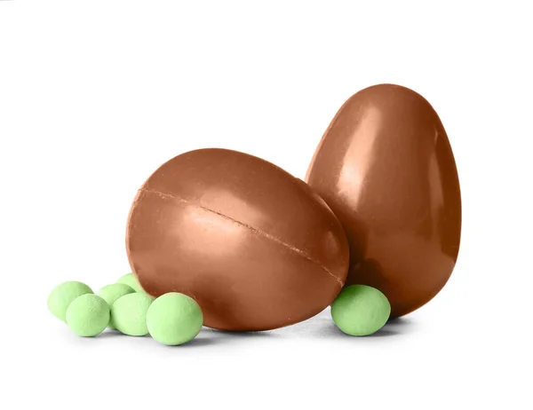Csokoládé Húsvéti Tojás Cukorka Elszigetelt Fehér Alapon — Stock Fotó