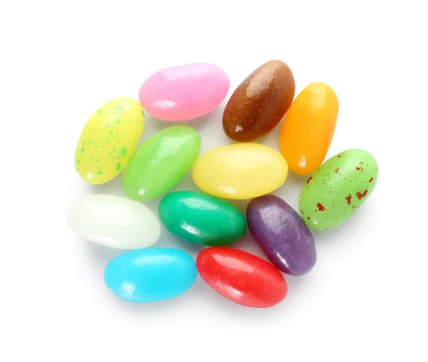 Veelkleurige Jelly Beans Witte Achtergrond — Stockfoto