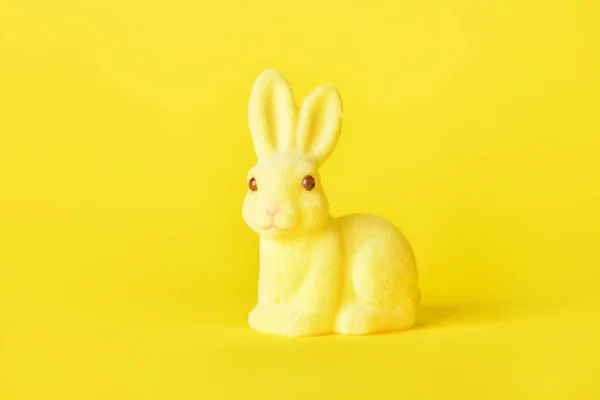 Mignon Lapin Pâques Sur Fond Jaune — Photo