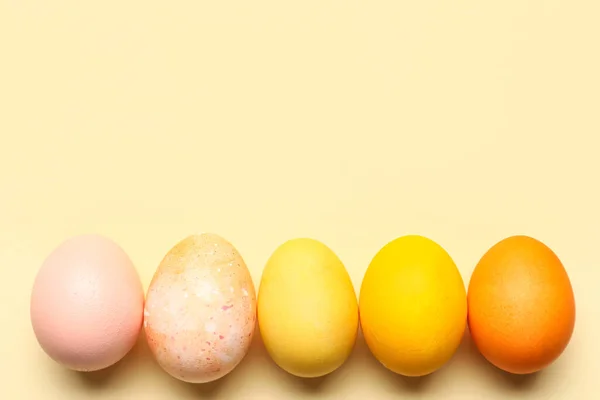 Beautiful Easter Eggs Beige Background — Stock Photo, Image