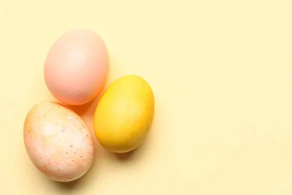 Beautiful Easter Eggs Beige Background — Stock Photo, Image
